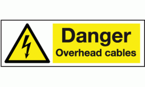 Danger overhead cables sign