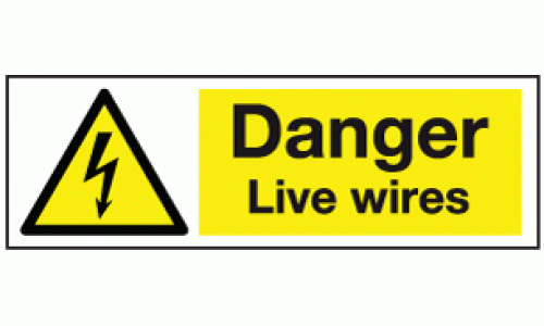 Danger live wires sign