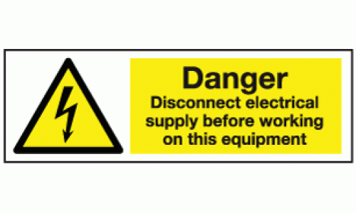 Danger disconnect electrical supply before working on this equipment