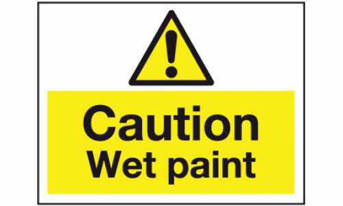 Caution wet paint sign