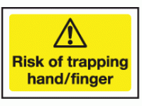 Risk of trapping hand finger safety sign