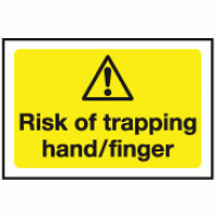 Risk of trapping hand finger safety sign