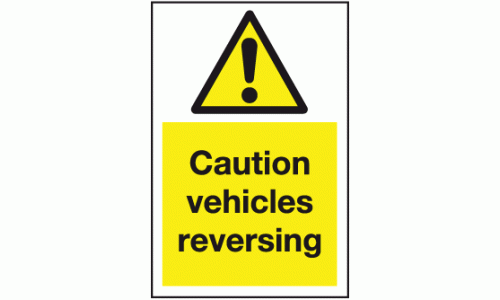 Caution vehicles reversing sign