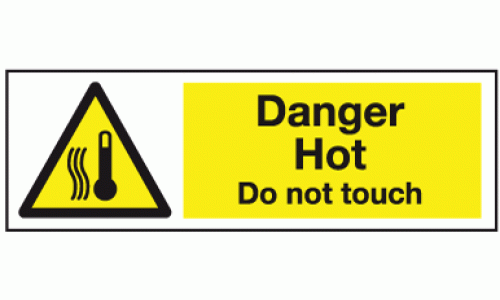Danger hot do not touch sign