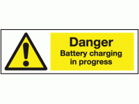 Danger battery charging in progress sign