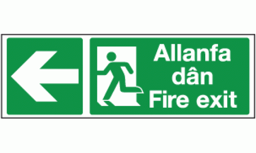 Allanfa dan fire exit arrow left sign