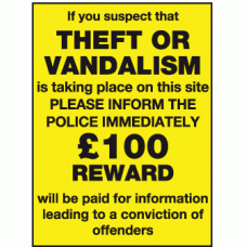 If you suspect that theft or vandalism is taking place on this site please inform the police immediately sign