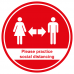 Please practice social distancing round floor sticker