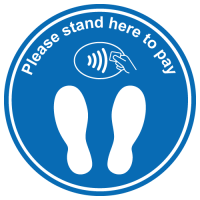 Please stand here to pay floor sticker