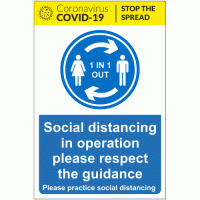1 IN 1 OUT Social distancing in operation please respect the guidance