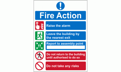 5 Point Fire Action Notice - Do Not Take Any Risks Sign