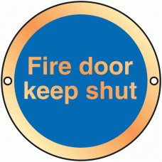 Fire door keep shut Gold Anodised sign