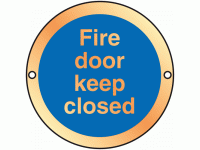Fire door keep closed Gold Anodised sign