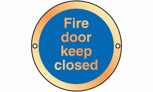 Fire door keep closed Gold Anodised sign