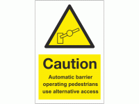 Caution Automatic barrier operating p...