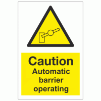 Caution Automatic barrier operating sign