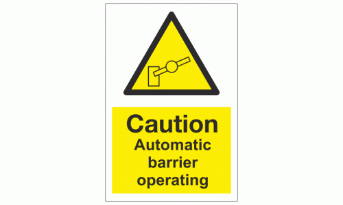 Caution Automatic barrier operating sign