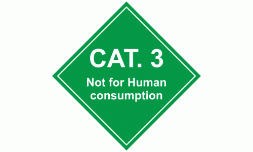 CAT. 3 Not for human consumption sign