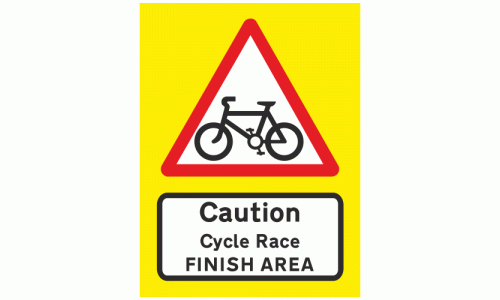 Caution Cycle race finish area sign