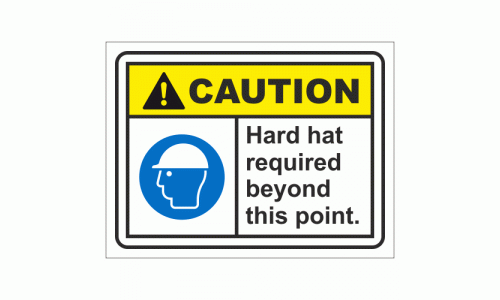 Caution Hard Hat Required Beyond This Point Sign