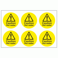 Caution Hot Water stickers 