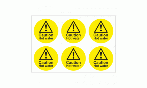 Caution Hot Water stickers 