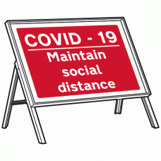 COVID-19 Maintain Social Distance Sign + Stanchion