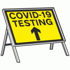 COVID-19 TESTING Arrow Ahead Sign + Stanchion