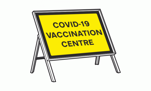 COVID-19 VACCINATION CENTRE Sign + Stanchion