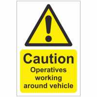 Caution Operatives Working Around Vehicle Sign