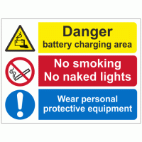 Danger battery charging area sign