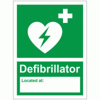Defibrillator located at sign