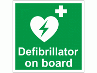 Defibrillator on board sign