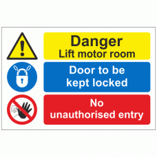 Danger lift motor room sign