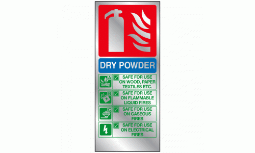 Dry powder fire extinguisher identification sign