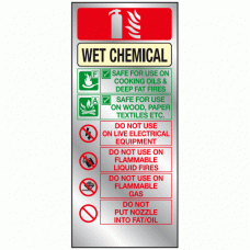 Wet chemical extinguisher identification sign