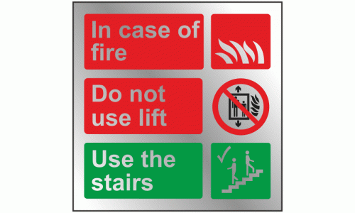 In case of fire do not use lift use the stairs sign