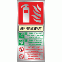 AFF Foam spray fire extinguisher identification sign