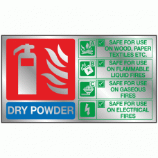 Dry powder fire extinguisher identification sign