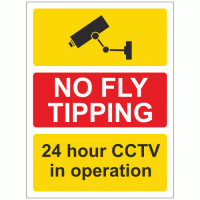 No fly tipping 24 hour CCTV in operation sign