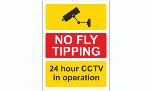 No fly tipping 24 hour CCTV in operation sign