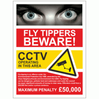 Fly tippers beware CCTV operating in this are sign