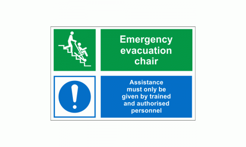 Emergency evacuation chair sign