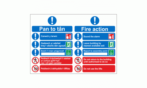 5 Point Fire Action Notice - Welsh English Fire Action Notice