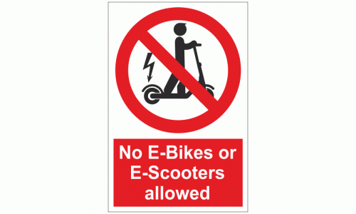 No E-Bikes or E-Scooters Allowed Sign