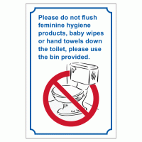 Please do not flush feminine hygiene sign