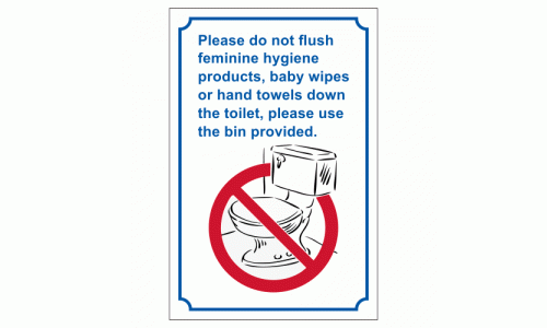 Please do not flush feminine hygiene sign