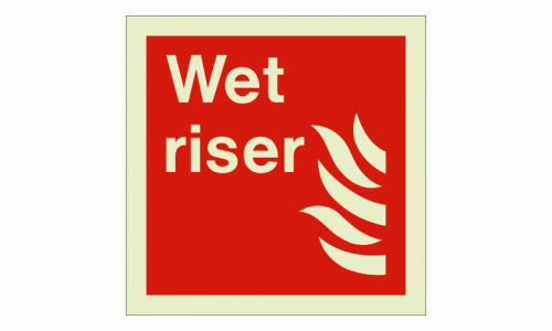 Wet riser sign Rigid Photoluminescent