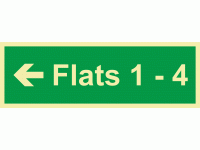 Flats 1 - 4 Arrow Left Wayfinding Sign 