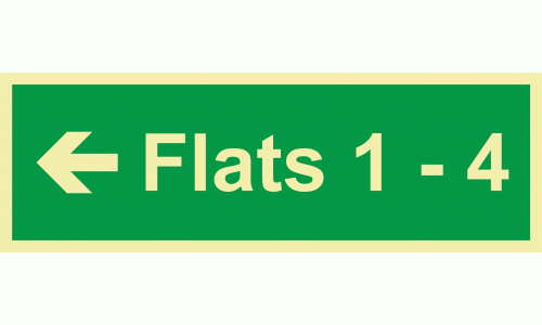 Flats 1 - 4 Arrow Left Wayfinding Sign 
